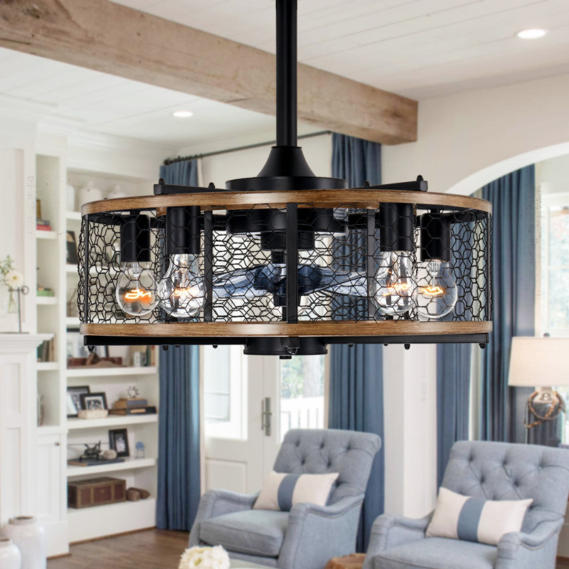 Gracie Oaks Deivids 20'' Industrial Ceiling Fan with Light Kit Reverse